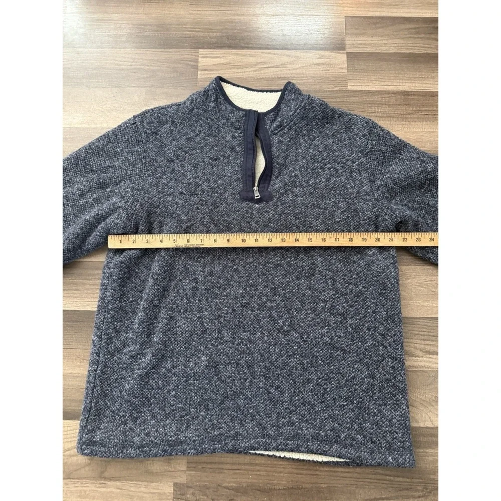 Orvis Sherpa Lined 1/4 Quarter Zip Blue‎ Grey Pullover Fleece Sweater Men's XL